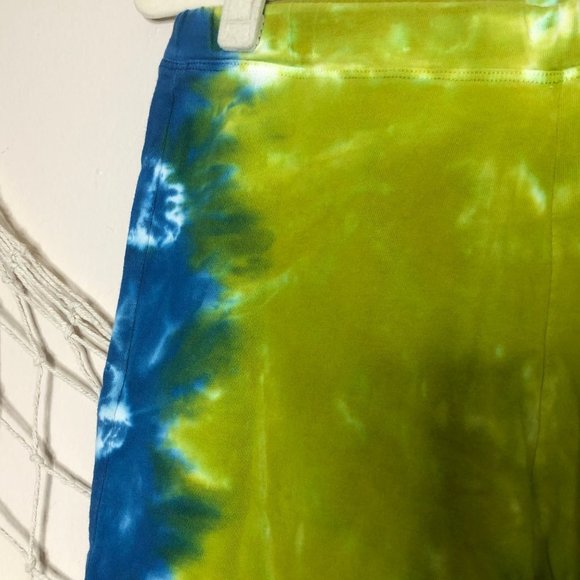 DHARMA TRADING CO. Handcrafted Cotton Tie Dye Cropped Pants Green & Blue M - Picture 3 of 7